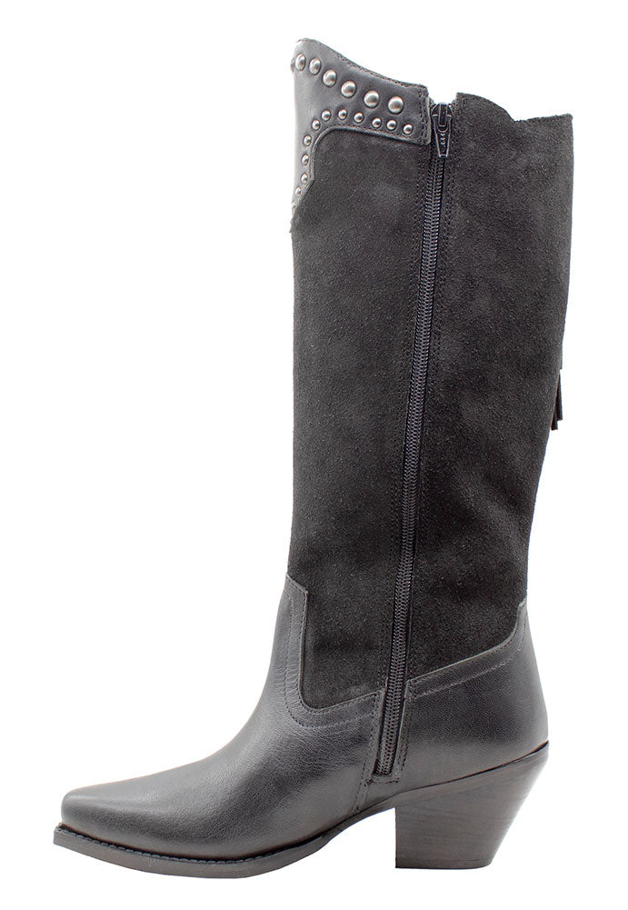 Very Volatile Women's Palomino Knee-High Suede Fringe Stud Boot